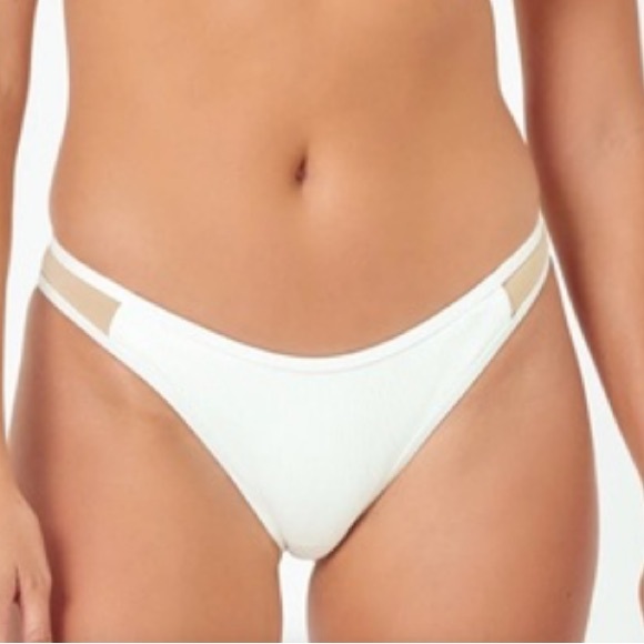 L*Space Cream mesh side Bikini Swimwear bottom S